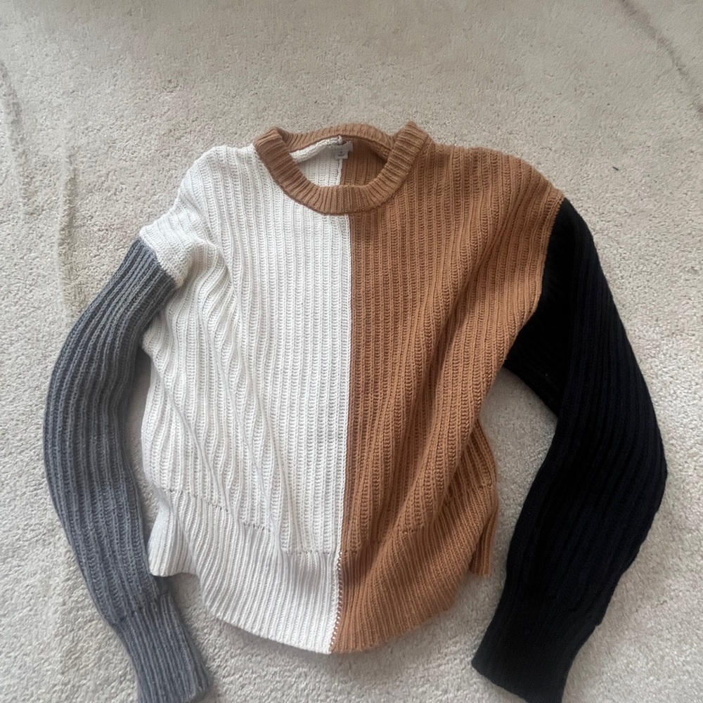 a new day Colorblock Sweater - Cream, Brown, Gray, Black